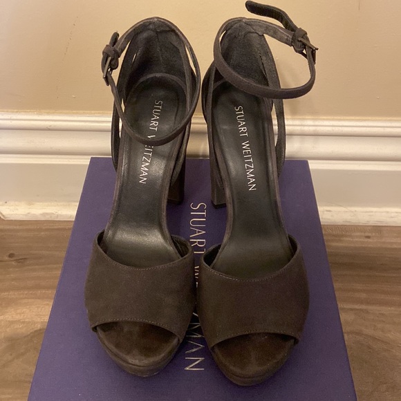 Stuart Weitzman HIJINX Slate Suede Block Heels Size: 7.5 - Picture 2 of 7